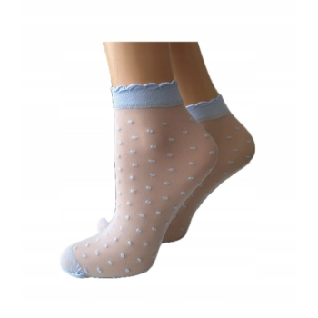 5 PAR SKARPETKI dziecięce Cienkie KROPECZKI z FALBANKĄ 20den 5 KOLORÓW