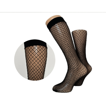 Włoskie podkolanówki wzorzyste PREDA czarne 1 para