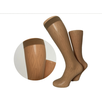 Podkolanówki damskie PREDA ażurowe romby 1 PARA beż - fiolet