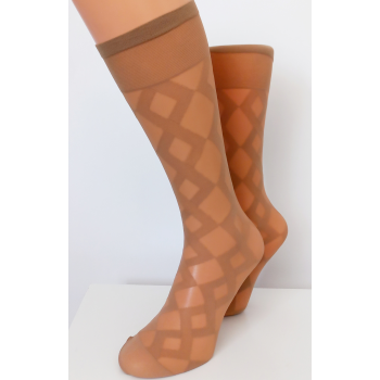Podkolanówki 20 den wzór geometryczny, romby - 1 para