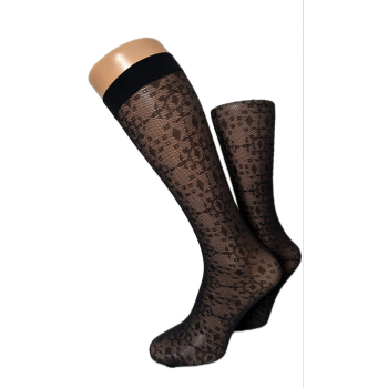 Podkolanówki damskie ażurkowe wzorowane czarne 1 para