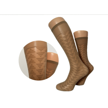 Podkolanówki PREDA 20 den w geometryczny wzór beżowe 1 para
