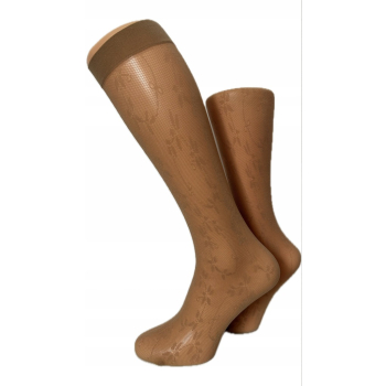 Podkolanówki damskie ażurowe - pnącza 1 para, beż