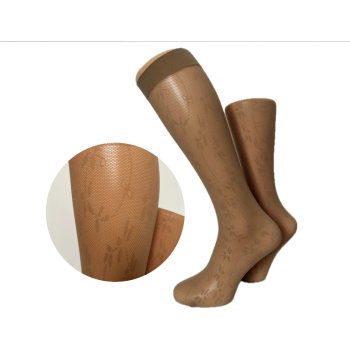 Podkolanówki damskie ażurowe - pnącza 1 para, beż